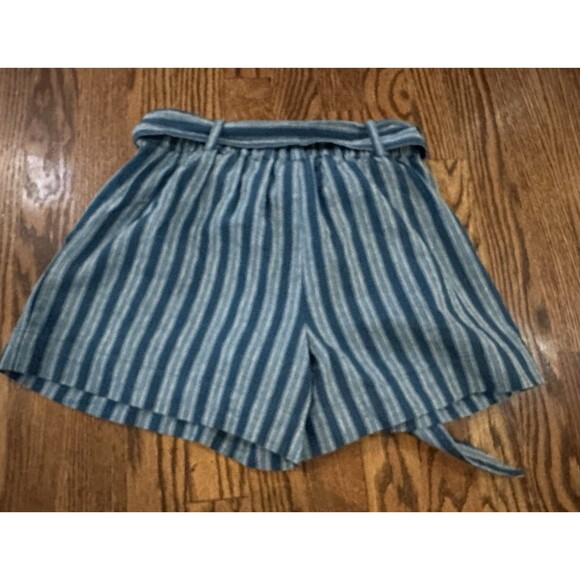 Loft Beach Women’s Linen Blend Striped Paper Bag Tie Waist Shorts White Blue XXS - Picture 8 of 9